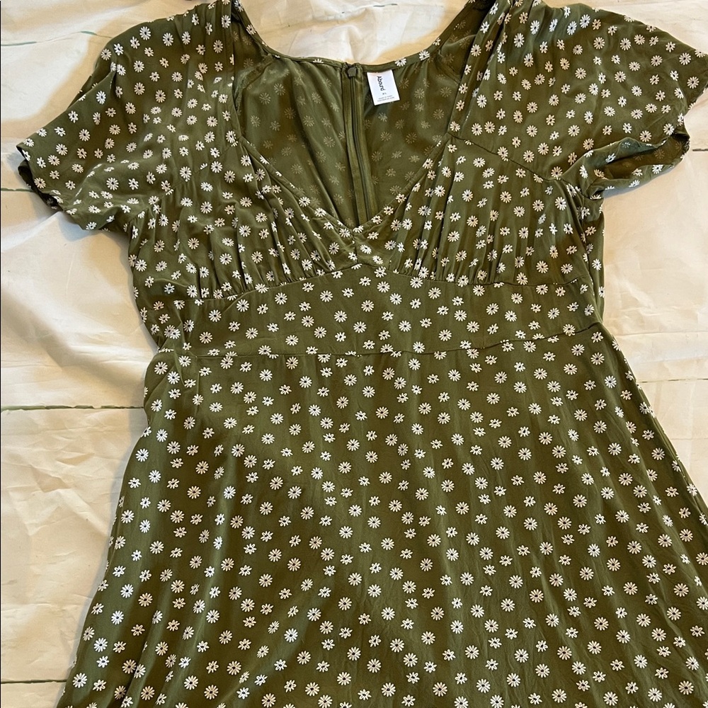 Abound Olive Dress with White Floral Design